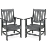 Tangkula Patio Dining Chairs Set of 2 HDPE All Weather Outdoor Chair with Wide Armrests