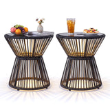 Tangkula PE Rattan Hourglass-Shaped Outdoor Side Table with LED Warm Light (1/2)