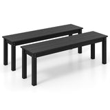 Tangkula HDPE Outdoor Bench 2-3 Person Patio Bench 55" Backless Garden Dining Bench with Slatted Seat