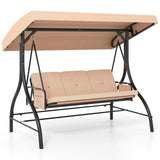 Tangkula 3 Person Porch Swing 2-in-1 Convertible Outdoor Swing with Adjustable Canopy