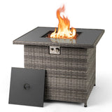 Tangkula 32.5 Inch Propane Fire Pit Table with Tempered Glass Tabletop & Stainless Steel Burner for Outside Patio