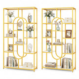 Tangkula 5-Tier Geometric Bookshelf 69”H Tall Freestanding Open Bookcase Modern Luxurious Display Rack
