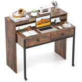 Tangkula Extendable Computer Desk with 2 Storage Drawers