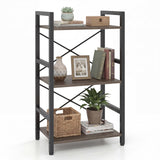 Tangkula 16.5" Width Wooden Open 3-Tier Industrial Bookshelf (1/2)