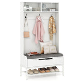Tangkula 69 Inches Hall Tree, 4-in-1 Coat Rack with Bench and Shoe Storage, Seat Cushion