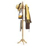 Tangkula Coat Rack Freestanding Solid Rubber Wood Coat Tree with 11 Hooks and 3 Height Options for Coats