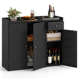 Tangkula Rattan Outdoor Storage Cabinet