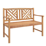Tangkula Patio Acacia Wood Bench, 2-Person Outdoor Loveseat Chair
