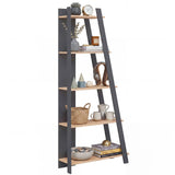 Tangkuka 4/5-Tier Ladder Bookshelf w/Trapezoidal Design for Small Space