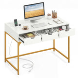 Tangkula Modern Computer Desk Hidden Compartment Heavy-Duty Metal Frame