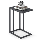 Tangkula C-Shaped End Table with Metal Frame for Living Room Bedroom Office