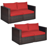 Wicker Loveseat 2 Piece, Patio Furniture Couch with Removable Cushions