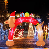 Tangkula 10 FT Lighted Inflatable Christmas Dachshund Arch, Blow Up Christmas Arch w/LEDs & Built-in Air Blower
