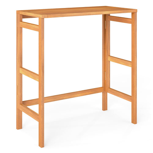 Tangkula Patio Rectangle Counter Height Pub Table with Slatted Tabletop