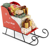 Tangkula Metal Christmas Santa Sleigh Basket Xmas Santas Gift Storage Sleigh