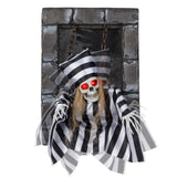 Tangkula Animated Halloween Decoration, 18” Hanging Skull Prisoner