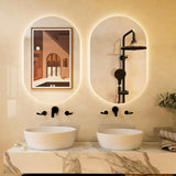 Tangkula 32" x 20" Oval LED Wall Mirror, Backlit Dimmable Bathroom Wall Mounted Mirror