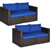 Wicker Loveseat 2 Piece, Patio Furniture Couch with Removable Cushions