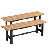 Tangkula 47" Outdoor Garden Bench, 2-Person Patio Park Bench with HDPE Slatted Seat & Metal Frame