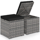 Tangkula 2 Pieces Patio Ottoman with Hidden Storage Space