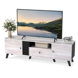 Tangkula Mid Century Modern TV Stand for 80” TVs with Open Shelf