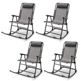 Outdoor Folding Rocking Chair, No Assembly Required, Foldable Rocker Recliner with Headrest