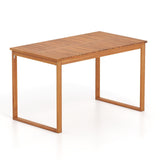 Tangkula Rectangular Acacia Wood Patio Dining Table with Slatted Tabletop (49" x 27.5")