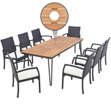 Tangkula 9 Pieces Patio Rattan Dining Set with Acacia Wood Table