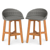 Tangkula Outdoor Rattan Bar Chairs Set of 2/4