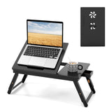 Tangkula 100% Bamboo Laptop Desk with Tilting Top & Drawer