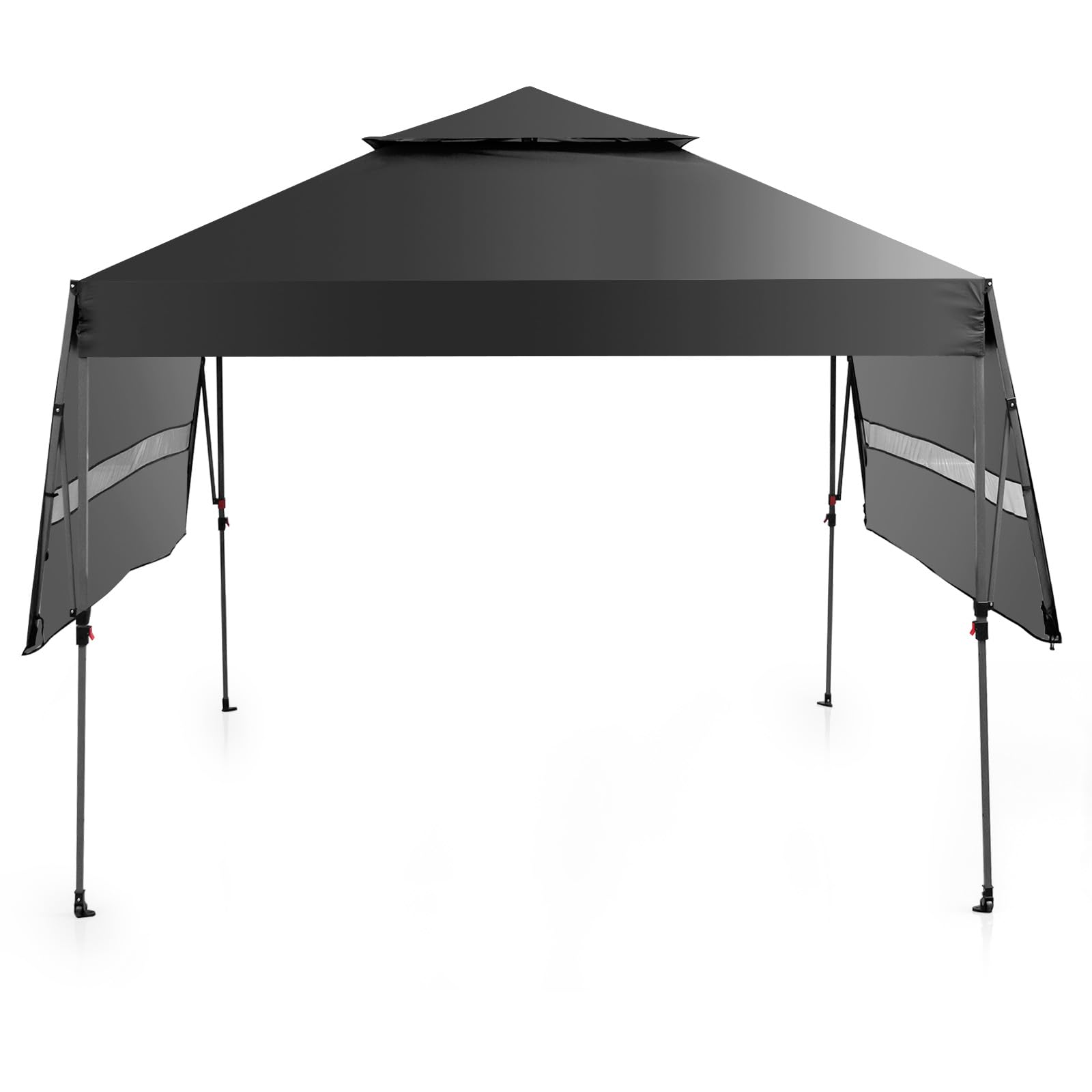 pop up tent awnings Tangkula 10x17.6 ft Pop Up Canopy with Adjustable Dual Awnings, Easy Setup Instant Tent for Patio, Market, Picnic, Black