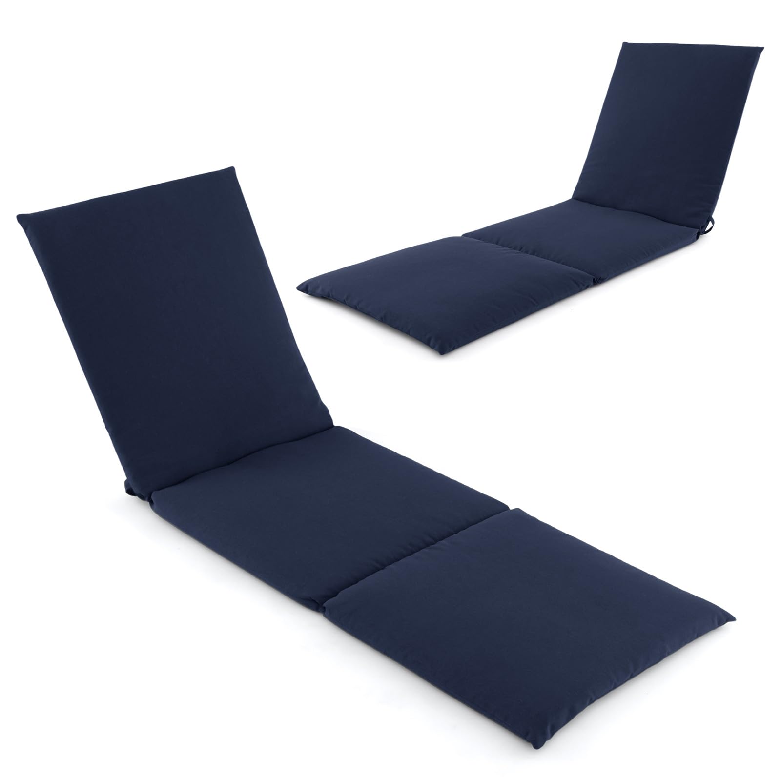 Tangkula 72” x 23” Chaise Lounge Cushion, Tri-Fold Lounger Pad with Hook & Loop Fasteners