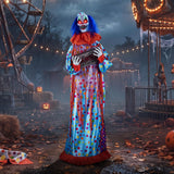 Tangkula 5.6 FT Halloween Animated Clown with Snap-up Head & Glowing Eyes