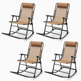 Outdoor Folding Rocking Chair, No Assembly Required, Foldable Rocker Recliner with Headrest