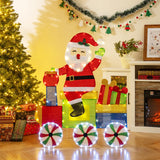 Tangkula Lighted Santa on Train Christmas Decoration with LED Lights