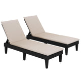 Tangkula Patio Lounge Chair with Cushion, Rattan Textured Chaise Lounger for Poolside, Backyard, Porch