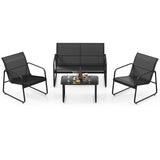 Tangkula 4 Pieces Patio Furniture Set, Outdoor Conversation Set with Tempered Glass Coffee Table