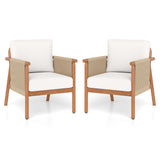 Tangkula Acacia Wood Patio Club Chair Boho Accent Chair（1/2/4）