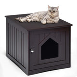 Litter Box Enclosure, Cat Litter Box Furniture Hidden, Nightstand Pet House with Magnetic Door