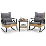 Tangkula 3 Pieces Outdoor Rocking Chairs Set for Garden