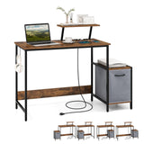 Computer Desk with Reversible Fabric Drawer & Moveable Shelf