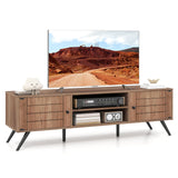 Tangkula 2-Door TV Stand for TVs up to 65 Inch with Open Shelves
