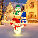 Tangkula 5 FT Christmas Lighted 3 Stacked Snowman Decoration