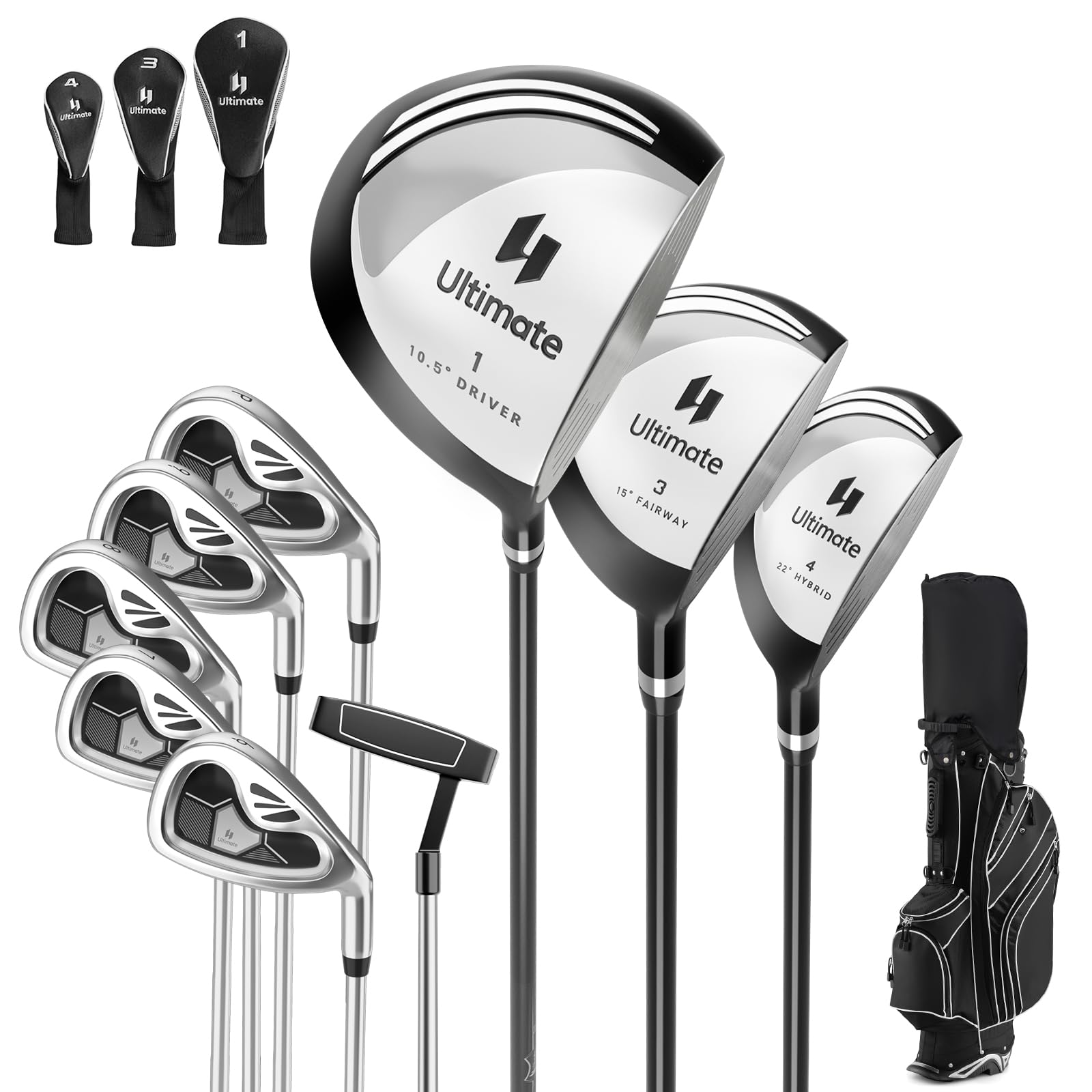 Tangkula 10 Pieces Men's Complete Golf Clubs Package Set Right Hand