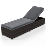Tangkula Outdoor Chaise Lounge, Patio Wicker Lounge Chair w/ 4-Level Backrest, Heavy-Duty Metal Frame