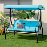 Tangkula 3 Seats Converting Patio Swing, Outdoor Porch Garden Canopy Swing with Comfortable Cushion Seats