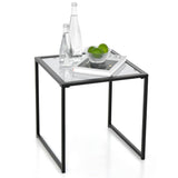 Tangkula Tempered Glass Top Side Table