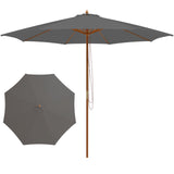 Tangkula 10FT Patio Umbrella, Outdoor Table Market Umbrella w/8 Wooden Ribs