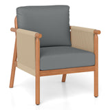 Tangkula Acacia Wood Patio Club Chair Boho Accent Chair（1/2/4）