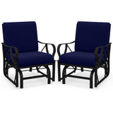 Tangkula Outdoor Patio Glider, Metal Framed Gliding Chair with Cushion